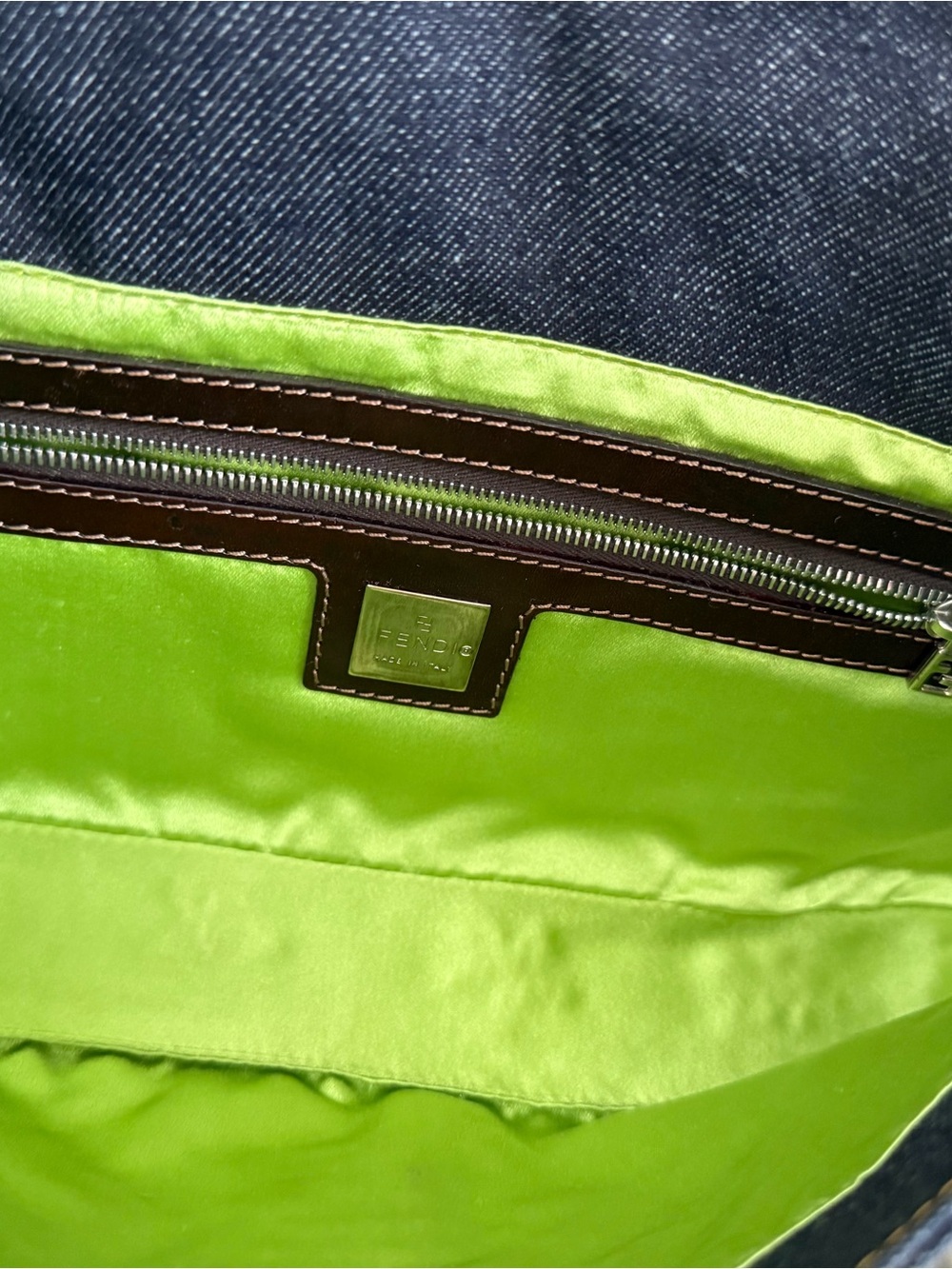 Vintage Fendi Floral Embroidered Denim Baguette Shoulder Bag - Picture 8 of 8